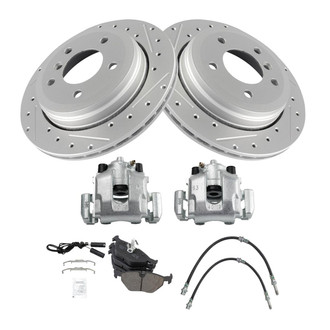 TRQ® - Performance Ceramic Rear Brake Kit with Calipers and Hoses