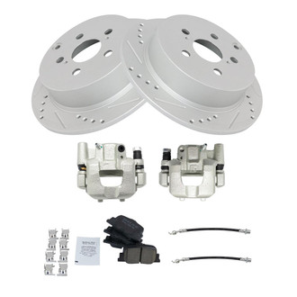 TRQ® - Performance Ceramic Rear Brake Kit with Calipers and Hoses