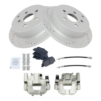 TRQ® - Performance Semi-Metallic Brake Kit with Calipers and Hoses