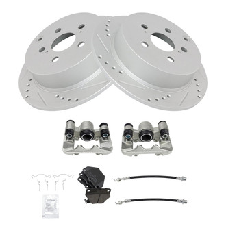 TRQ® - Performance Ceramic Rear Brake Kit with Calipers and Hoses