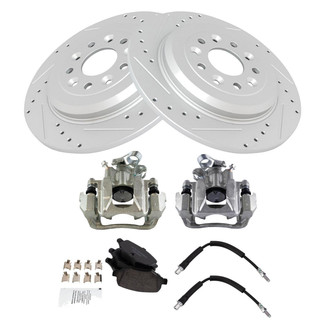 TRQ® - Performance Ceramic Rear Brake Kit with Calipers and Hoses