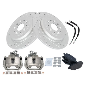 TRQ® - Performance Ceramic Brake Kit with Calipers and Hoses