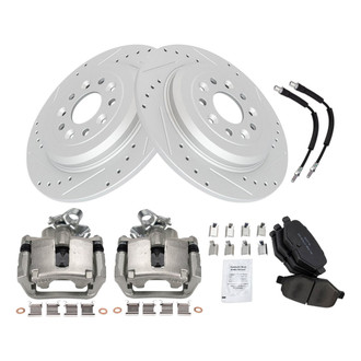 TRQ® - Performance Semi-Metallic Brake Kit with Calipers and Hoses