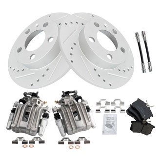TRQ® - Performance Ceramic Rear Brake Kit with Calipers and Hoses