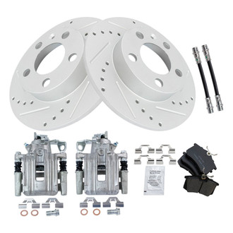 TRQ® - Performance Ceramic Rear Brake Kit with Calipers and Hoses