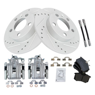 TRQ® - Performance Semi-Metallic Rear Brake Kit with Calipers and Hoses