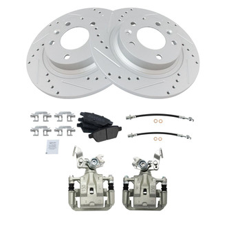 TRQ® - Performance Semi-Metallic Brake Kit with Calipers and Hoses