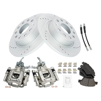 TRQ® - Performance Ceramic Rear Brake Kit with Calipers and Hoses