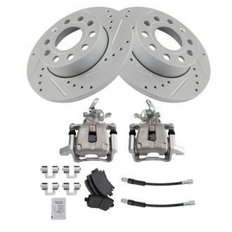 TRQ® - Performance Ceramic Rear Brake Kit with Calipers and Hoses