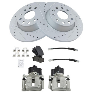 TRQ® - Performance Semi-Metallic Rear Brake Kit with Calipers and Hoses
