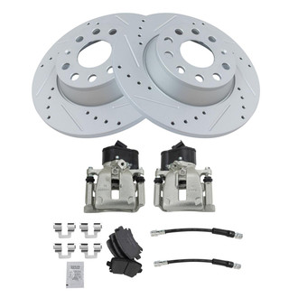 TRQ® - Performance Ceramic Rear Brake Kit with Calipers and Hoses