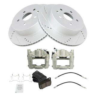 TRQ® - Performance Ceramic Rear Brake Kit with Calipers and Hoses