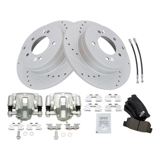 TRQ® BKA72501 - Performance Ceramic Rear Brake Kit with Calipers and Hoses