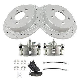 TRQ® - Performance Ceramic Rear Brake Kit with Calipers and Hoses