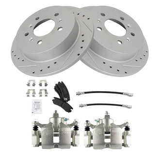 TRQ® - Performance Semi-Metallic Brake Kit with Calipers and Hoses