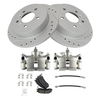 TRQ® - Performance Ceramic Rear Brake Kit with Calipers and Hoses