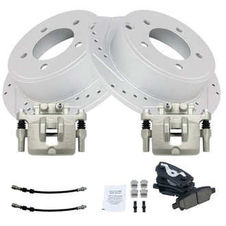 TRQ® - Performance Ceramic Rear Brake Kit with Calipers and Hoses