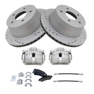 TRQ® - Performance Ceramic Rear Brake Kit with Calipers and Hoses
