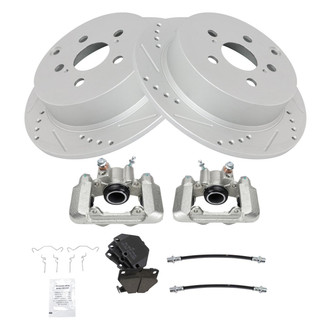 TRQ® - Performance Ceramic Rear Brake Kit with Calipers and Hoses
