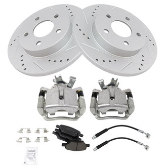 TRQ® - Performance Ceramic Rear Brake Kit with Calipers and Hoses