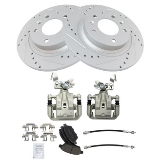 TRQ® - Performance Ceramic Rear Brake Kit with Calipers and Hoses