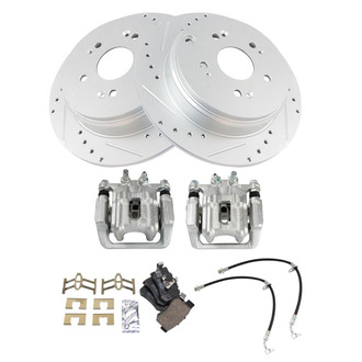 TRQ® - Performance Ceramic Rear Brake Kit with Calipers and Hoses