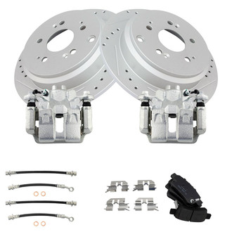 TRQ® - Performance Ceramic Rear Brake Kit with Calipers and Hoses
