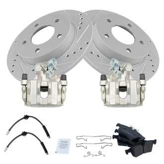 TRQ® - Performance Ceramic Rear Brake Kit with Calipers and Hoses