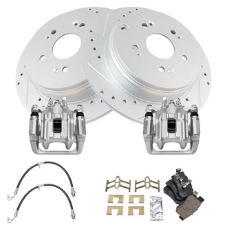 TRQ® - Performance Ceramic Rear Brake Kit with Calipers and Hoses