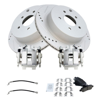 TRQ® - Performance Ceramic Rear Brake Kit with Calipers and Hoses