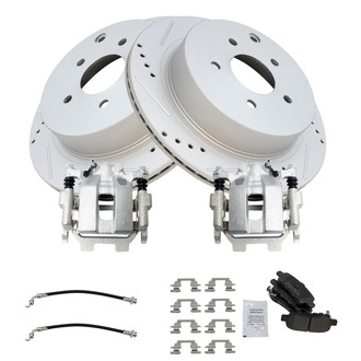 TRQ® BKA72560 - Performance Semi-Metallic Rear Brake Kit with Calipers and Hoses