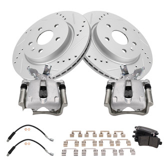 TRQ® - Performance Ceramic Rear Brake Kit with Calipers and Hoses