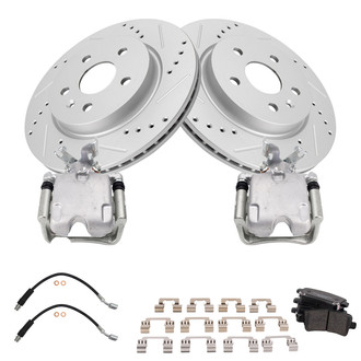 TRQ® - Performance Ceramic Rear Brake Kit with Calipers and Hoses