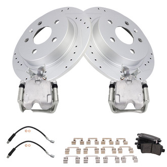 TRQ® - Performance Ceramic Rear Brake Kit with Calipers and Hoses