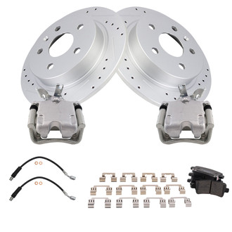 TRQ® - Performance Ceramic Rear Brake Kit with Calipers and Hoses
