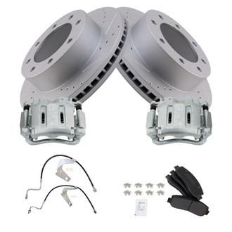 TRQ® - Performance Semi-Metallic Front Brake Kit with Calipers and Hoses