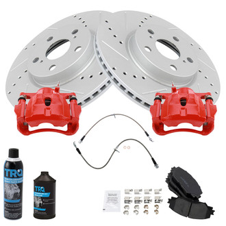 TRQ® - Performance Ceramic Front Brake Kit with Calipers and Hoses