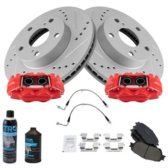 TRQ® - Performance Ceramic Front Brake Kit with Calipers and Hoses