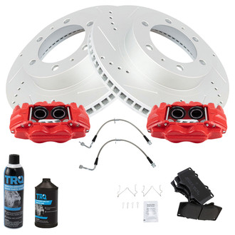 TRQ® - Performance Semi-Metallic Front Brake Kit with Calipers and Hoses
