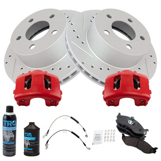 TRQ® - Performance Ceramic Front Brake Kit with Calipers and Hoses