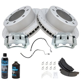 TRQ® - Performance Semi-Metallic Front Brake Kit with Calipers and Hoses