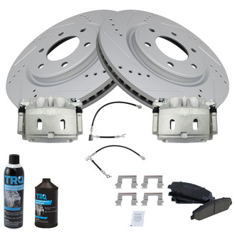 TRQ® - Performance Ceramic Front Brake Kit with Calipers and Hoses