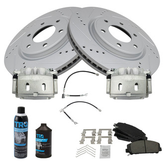 TRQ® - Performance Ceramic Front Brake Kit with Calipers and Hoses