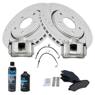 TRQ® - Performance Ceramic Front Brake Kit with Calipers and Hoses