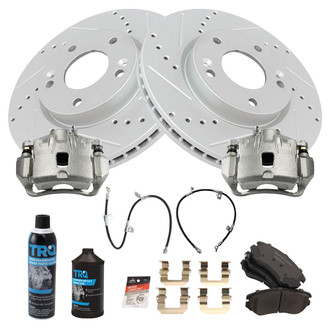 TRQ® - Performance Ceramic Front Brake Kit with Calipers and Hoses