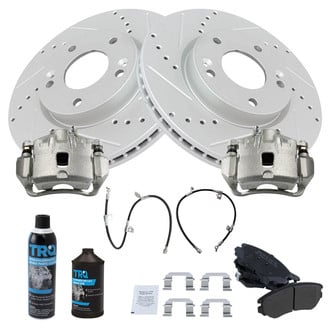 TRQ® - Performance Semi-Metallic Front Brake Kit with Calipers and Hoses