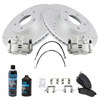 TRQ® - Performance Ceramic Front Brake Kit with Calipers and Hoses