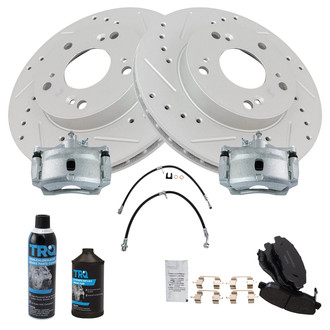 TRQ® - Performance Ceramic Front Brake Kit with Calipers and Hoses