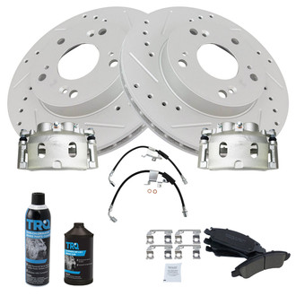 TRQ® - Performance Ceramic Front Brake Kit with Calipers and Hoses