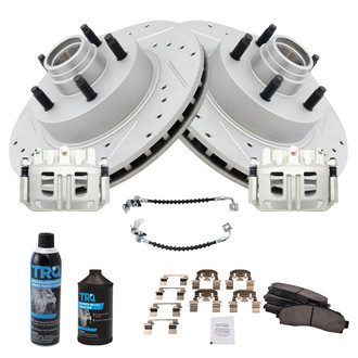 TRQ® - Performance Ceramic Front Brake Kit with Calipers and Hoses